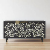 Bone Inlay Flower Design Media Console Table | Bone Inlay Entertainment Unit